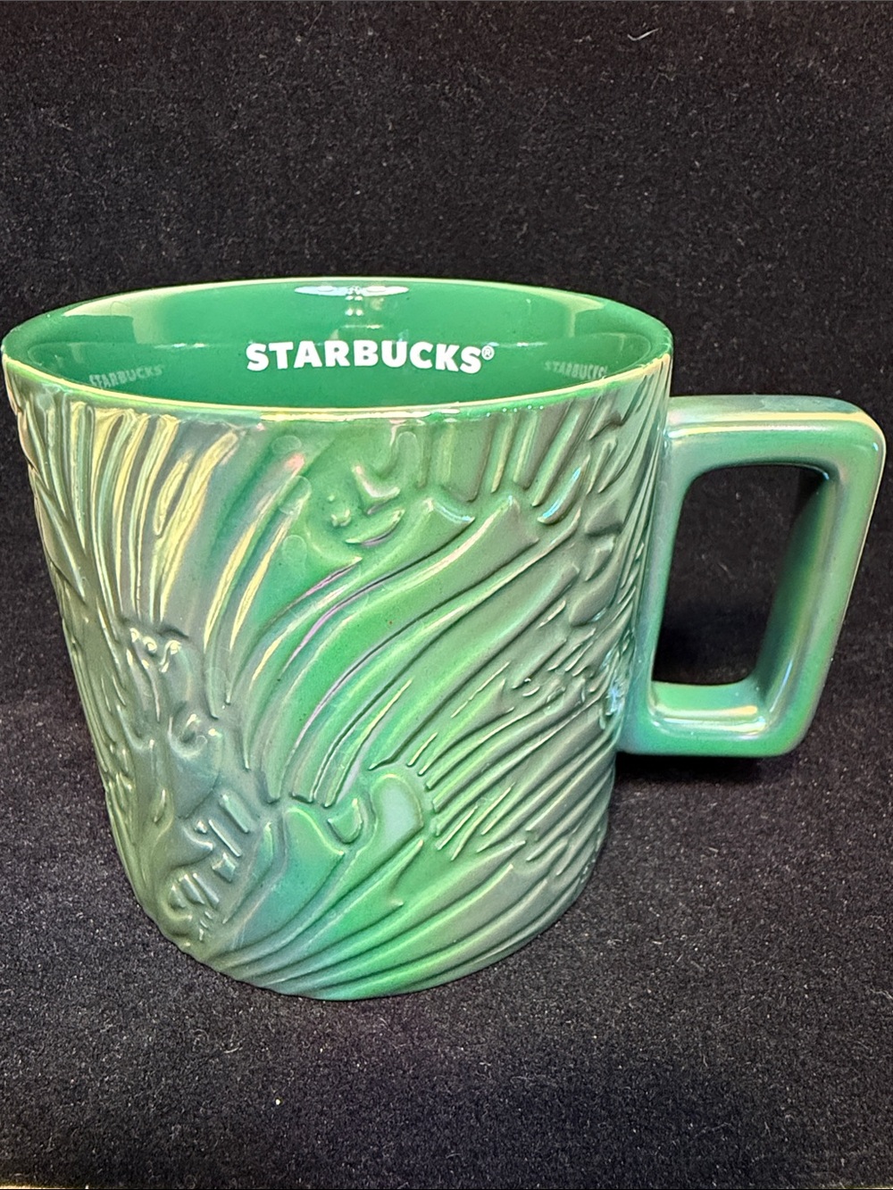 Starbucks Green Textured Ceramic Mug with Handle 2024
